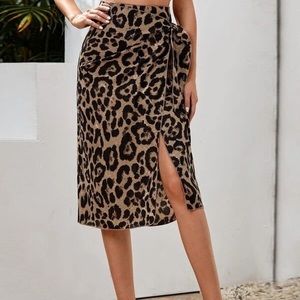 Leopard print wrap skirt